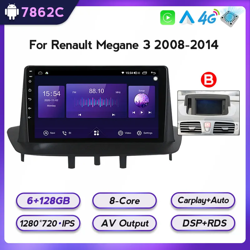 売り出し正本 Androidマルチメディアビデオプレーヤー 9インチ画面 Gpsナビゲーション Carplay 6 Gb Ram 08 Gb Rom Dvdなし ルノーメガーヌ3車用 14 128 割引販促 Cezamo Com