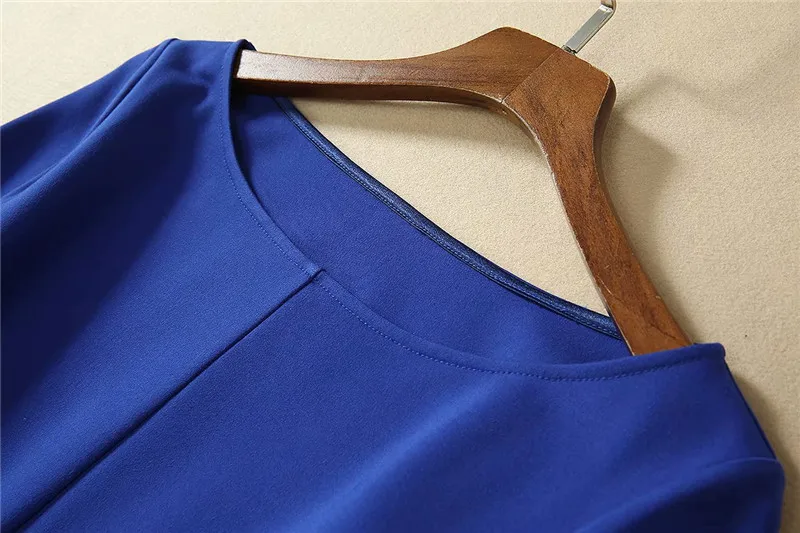 Высококачественное модное платье для подиума дизайнерское весеннее элегантное женское повседневное однотонное платье до колен с длинным рукавом синего цвета