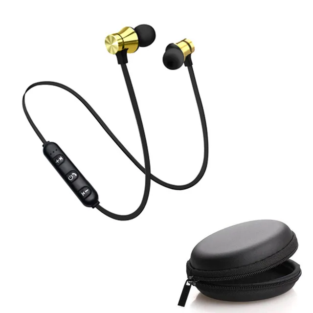 TX11 магнитные беспроводные Bluetooth наушники с шейным ремешком, Спортивная Музыкальная гарнитура, стерео наушники, наушники с микрофоном для iPhone, samsung - Цвет: Gold with box