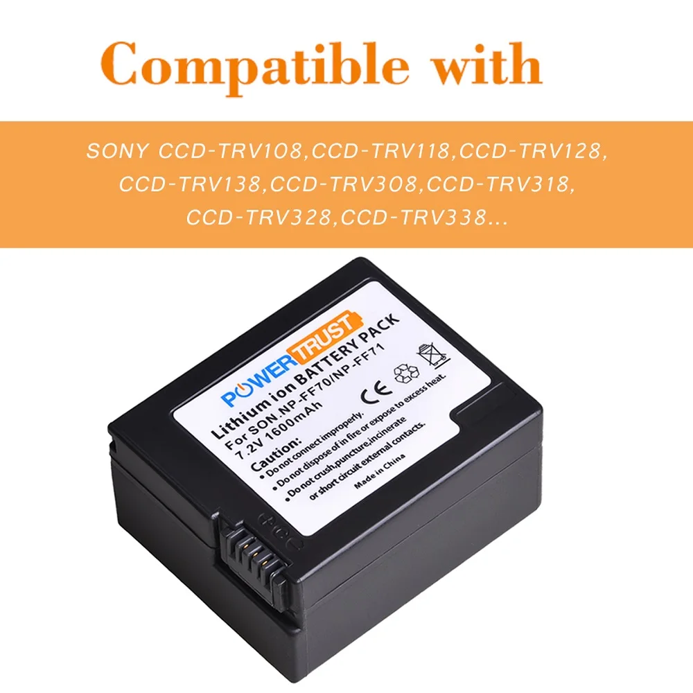 Sony NP-FF71、NP-FF70、NP-FF71S、infolionufシリーズの交換用充電式
