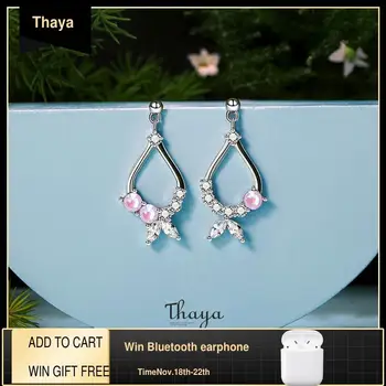 

Thaya Original Design Stud Earring 100% S925 Sterling Silver Flower Plant Zircon Earring For Women Sliver Earrings Fine Jewelry