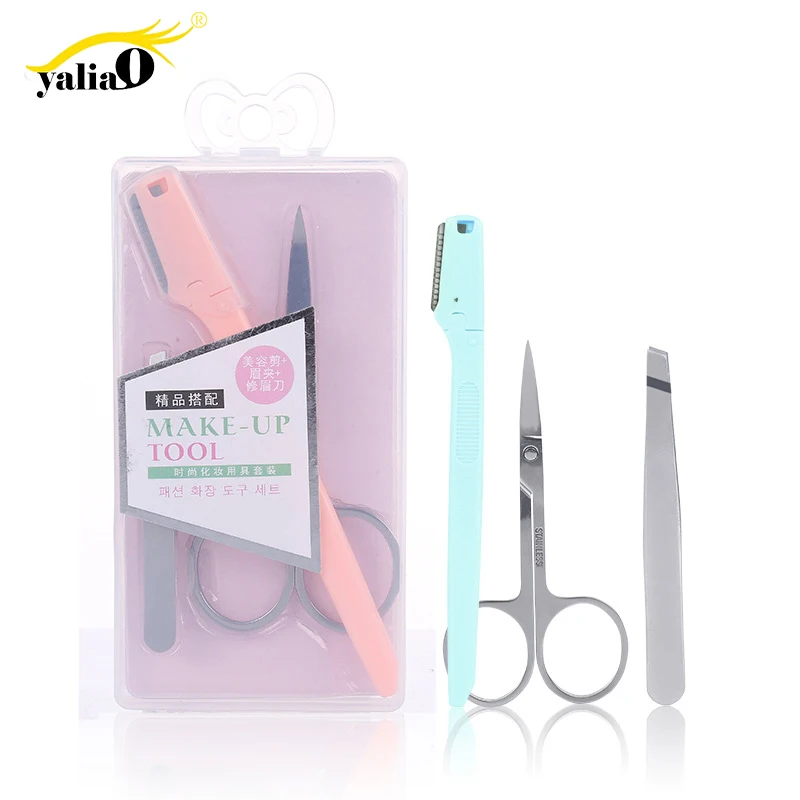 

YALIAO Eyebrow Trimmer Makeup Scissors Eyebrow Tweezer Set Eye Brow Clips Stainless Steel Nose Hair Trim Scissor Makeup Tools