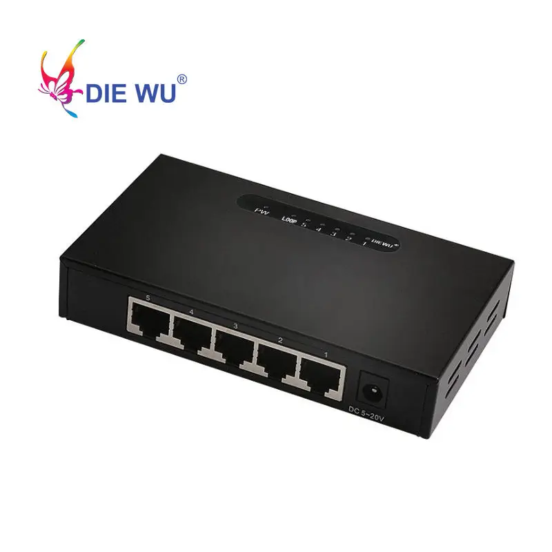 Diewu 5 портов гигабитный коммутатор для интернет-сети 10/100/1000Mpbs Рабочий стол концентратора Lan концентратор полный/полудуплексный обмен Ethernet умный коммутатор