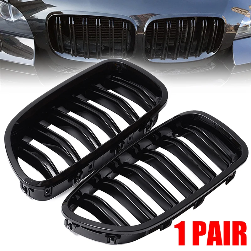 Treyues 1Pair Glossy Black Front Grille Kidney ABS Racing Grills For BMW F10 F11 M5 528i 530i 5-Series 11-16