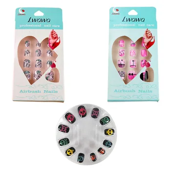 

36pcs Kids False Nails Lovely Full Cover Short Children Fake Nail Tips for Little Girls Halloween Christmas Party Supplies
