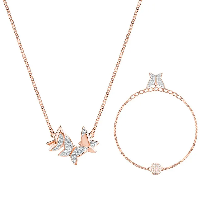 Fashion New LILIA Gorgeous Colorful Butterfly Set Decorative Crystal Female Luxury Jewelry Set To Send Girlfriend Gift - Окраска металла: 5