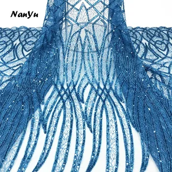 

New Style Nigerican Lace Fabrics Guipure Sequins Lace Fabric Bride French Mesh Lace Fabric