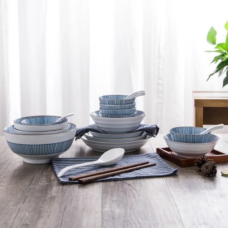 Japanese Style Creative Ceramics Plates Circle Plate Dish Household Steak Plate Fish Dish Rice Bowl Cool Dish Bowl And Dish Tabl