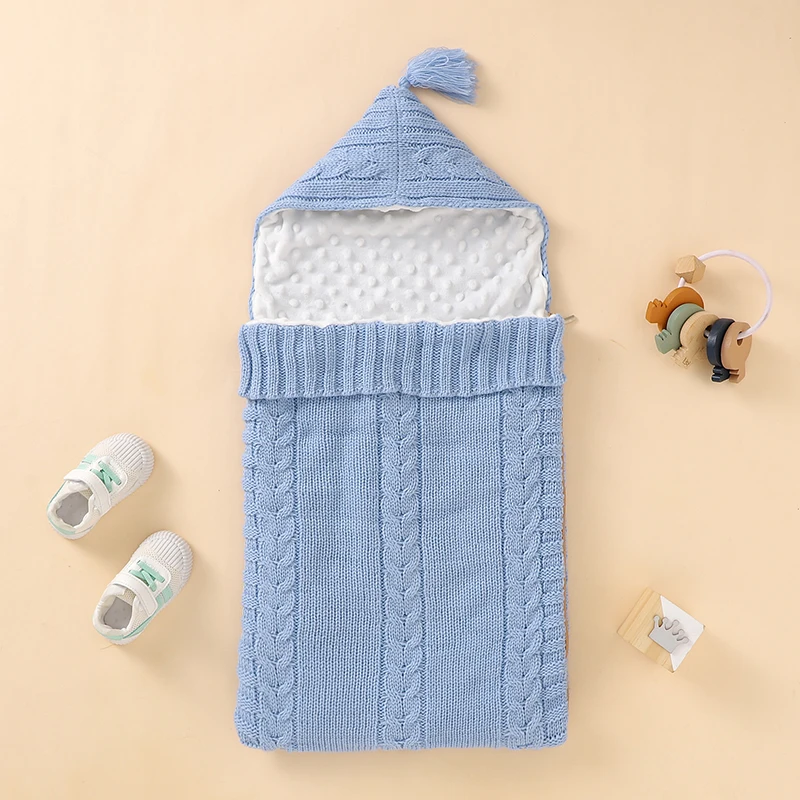 Baby Sleeping Bag Knitted Newborn Girls Boys Stroller Wrap Swaddle Super Soft Toddler Infant Sleep Sack Warm Gowns Solid 75*35CM