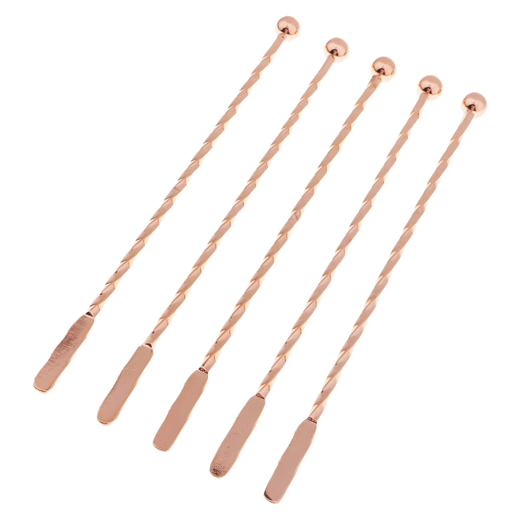 5Pcs 7.5inch 304Stainless Steel Bar Stirrer Cocktail Swizzle Stick Bar Tools