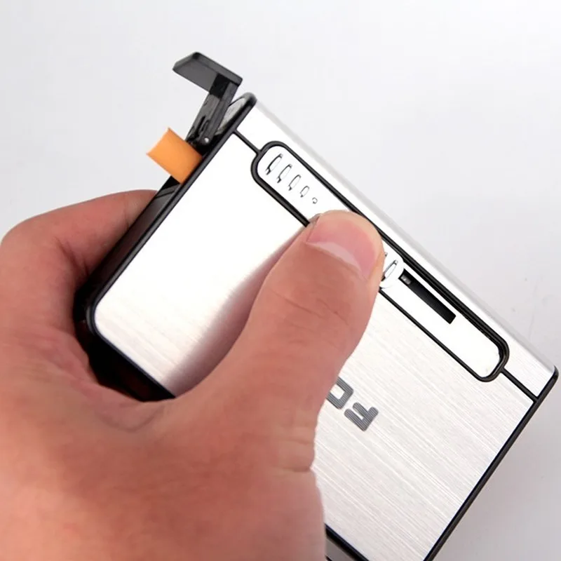 

Aluminum Alloy Open Flame Automatic Cigarette Case Can Hold Disposable Lighter Automatic Multifunction Cigarette Case