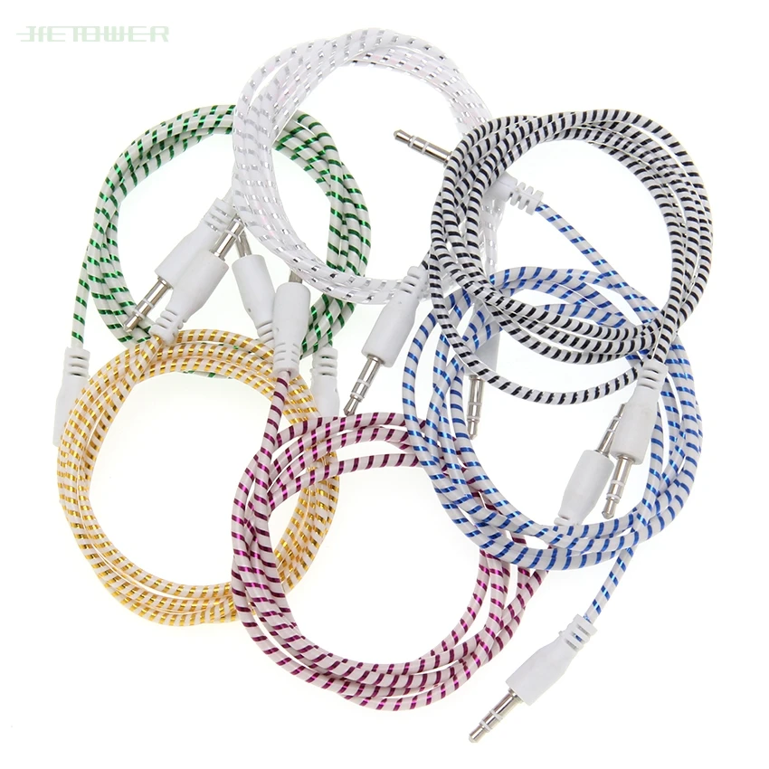 3 5mm Audio Cable Plastic ring 3 5 jack to jack aux cord 1m Headphone Speaker AUX Cable for iphone 5 6 samsung Car MP3 100pcs