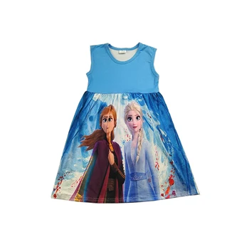 

Summer girls milk silk dress sleeveless boutique cartoon fancy print cute girls dresses