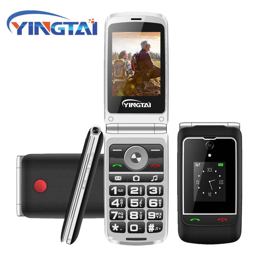 Телефон раскладушка с двумя дисплеями телефон YINGTAI F3 для пожилых людей функция SOS