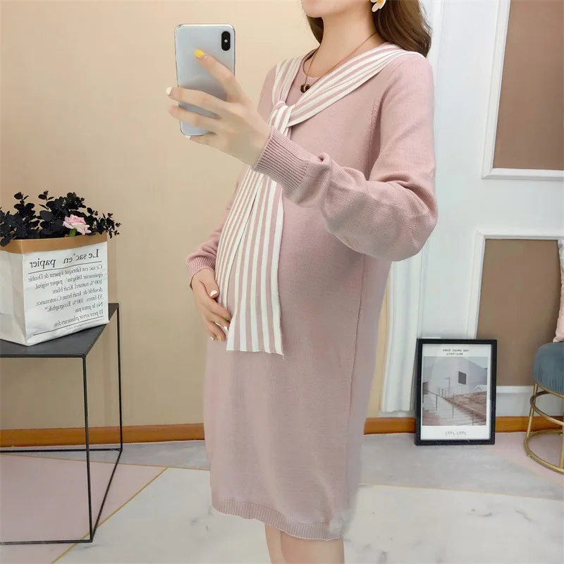 

Sweater Female Spring New Style Large Size Dress Korean-style Ribbon Pullover Medium-length Loose-Fit Sweater Coat Students Swea