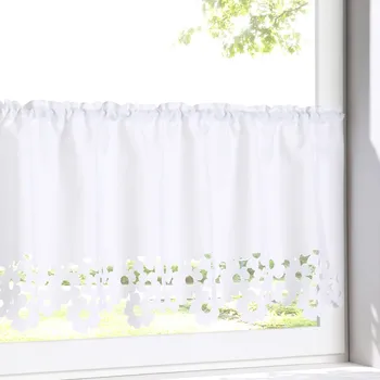 

2020 White Rod Coffee Hollow Household, Curtain 30*120cm Small Pocket Curtain for Kitchen Window