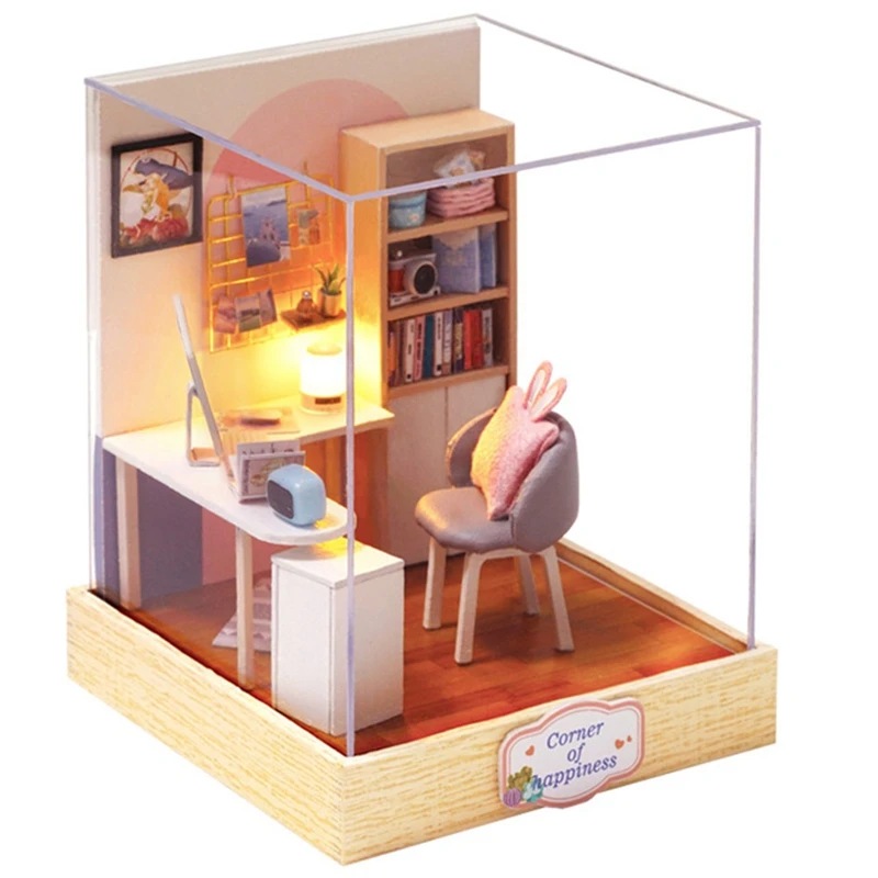 DIY DollHouse with Dust Cover Doll House Miniature Dollhouse Furniture Toys for Children New Year Christmas Gift Casa tc2 - Цвет: QT30