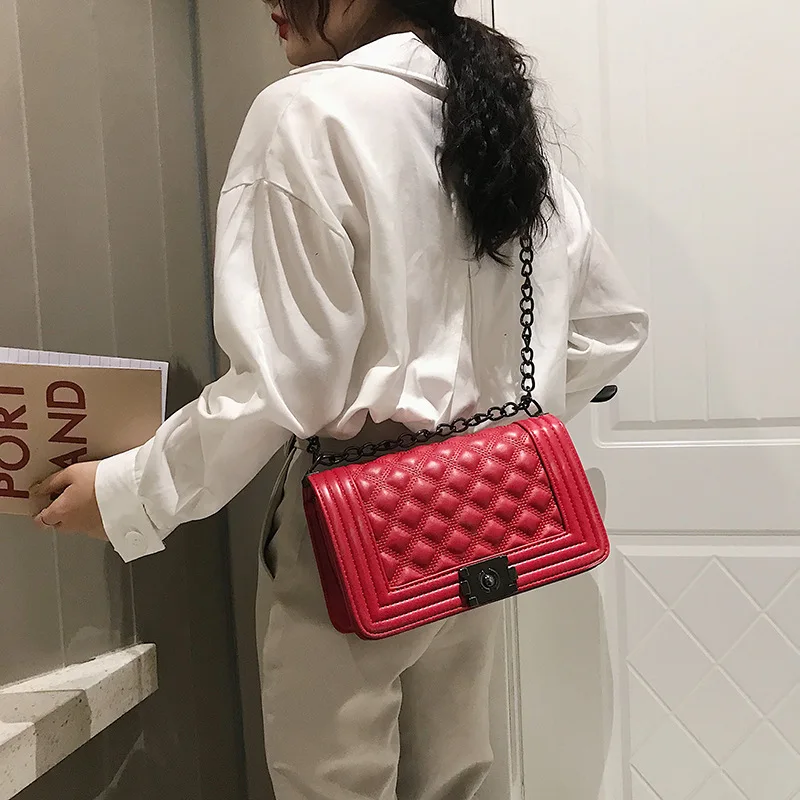 

Xiaoxin Bag WOMEN'S Bag 2019 New Style Fashion Korean-style Rhombus Chain Bag Retro Hong Kong Style Women's Crossbody Bag