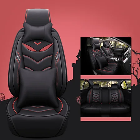 Black Red Deluxe Передняя+ задняя) Специальные кожаные чехлы для автомобильных сидений для Lada 2107 2110 2114 granta kalina largus niva 4x4 priora samara vesta - Название цвета: Black Red Deluxe
