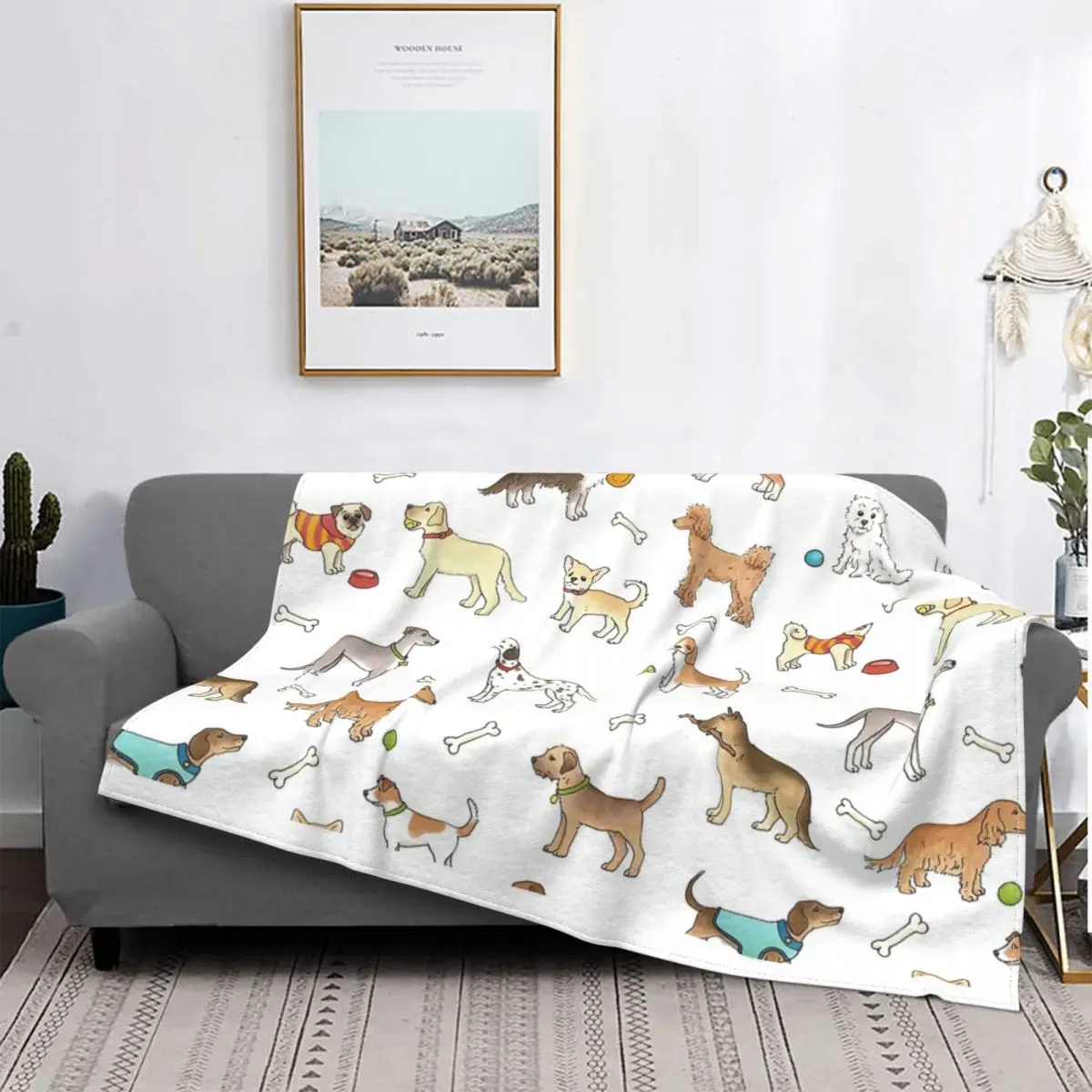 

Breeds Of Dog Blanket Fleece Spring/Autumn Border Terrier Dog Lover Soft Throw Blankets for Home Outdoor Bedding Throws