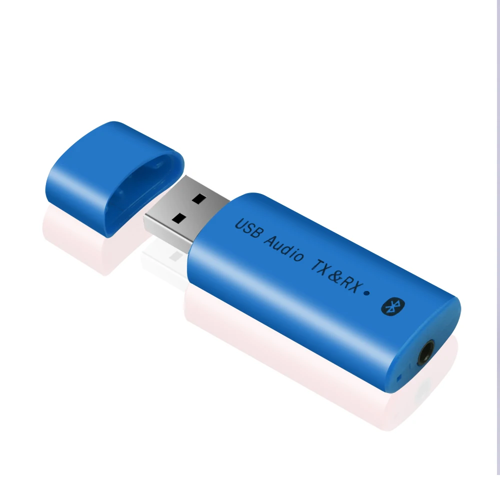 USB адаптер беспроводной адаптер Bluetooth аудио приемник передатчик 2 в 1 Мини стерео V5.0 USB 3,5 мм разъем красочный для ТВ ПК автомобиля - Цвет: Синий