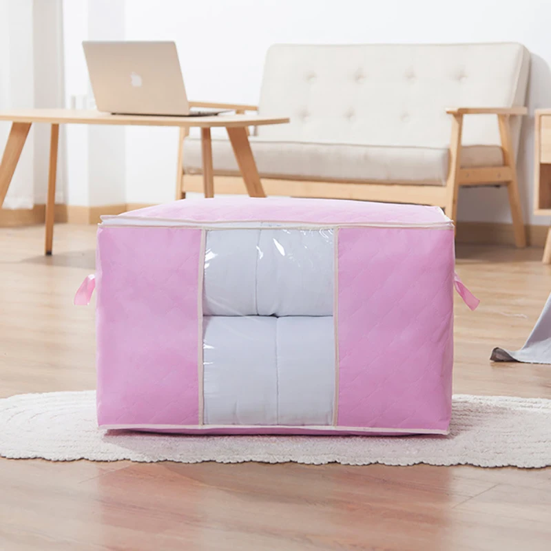 НОВАЯ Портативная сумка для хранения одежды, водонепроницаемый органайзер, одеяло, одеяло, нетканый органайзер, коробка, подушка для дома, складные сумки, кровать - Цвет: Cross(Pink)