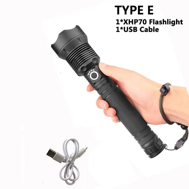 90000 lumens XLamp xhp70.2 hunting most powerful led flashlight rechargeable usb torch cree xhp70 xhp50 18650 or 26650 battery - Испускаемый цвет: E