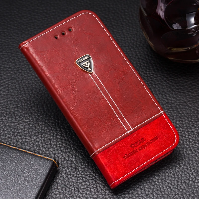 Red VIJIAR встроенный Магнит Роскошный чехол Флип кожаный Redmi 7A мобильный телефон задняя крышка 5,45 'для Xiaomi Redmi 7A чехол - Цвет: Red