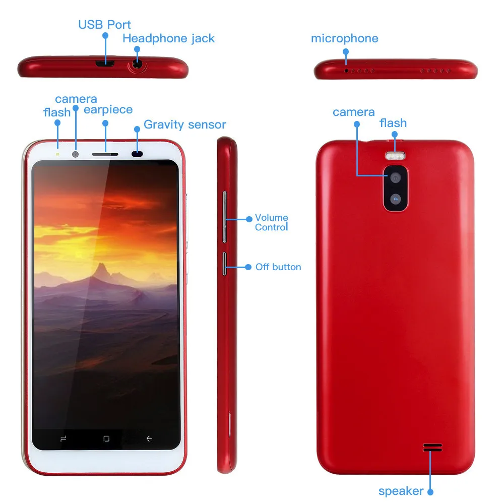 3g смартфон 4," Android 5,1 512 МБ ОЗУ 4 Гб ПЗУ MTK6572 четырехъядерный процессор две sim-карты 2МП камера 1400 мАч gps WiFi мобильный телефон с европейской вилкой