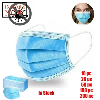 

10/200PC Adults Disposable Face Mask 3Ply Earloop Mouth Mask Face Shield for Women Men Mouth-muffle Mascarillas de Proteccion