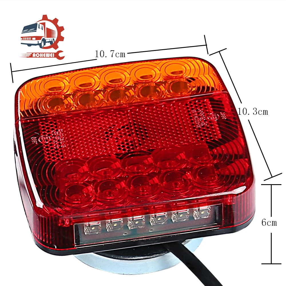 AOHEWEI Magnetic 20 LED Trailer Tail Light Kit 7.5m Cable Truck Lamp with 7 Pin Plug Adapter for Lorry Caravan Rear Brake Signal