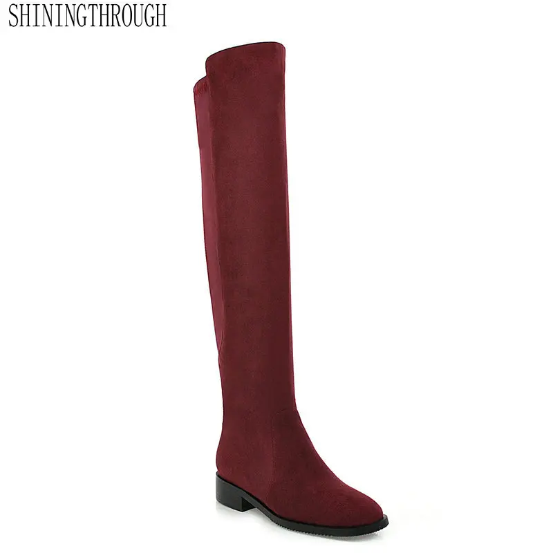 

2020 New Women Fashion Knee High Women Boots Zipper Square Low High Heel Women Shoes Ladies 4color Party Dress Winter Shoes