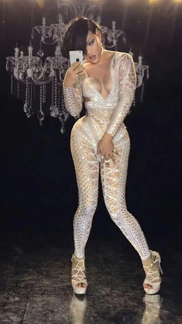 

Women's Fashion Black Jumpsuit Costume One-piece Nightclub Dance Bandage Printed Outfit Party Stage Celebrate Wear