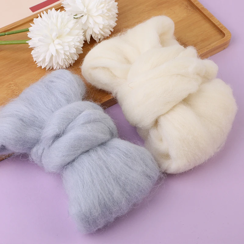 Needle Felting Wool 100g/50g Soft White Felting Wool Fiber Needle Felting Natural Collection For Animal Projects Wool for Needlework