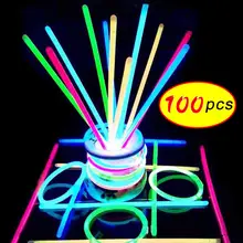 100 шт. вечерние весело Флуоресцентный светильник светящиеся палочки Браслеты ожерелья неоновый свет свадебный яркие красочные светильник событие праздник поставки