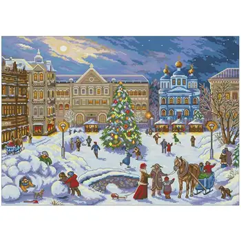 

Merry christmas scenery patterns Counted Cross Stitch 11CT 14CT 18CT DIY Chinese Cross Stitch Kits Embroidery Needlework Sets