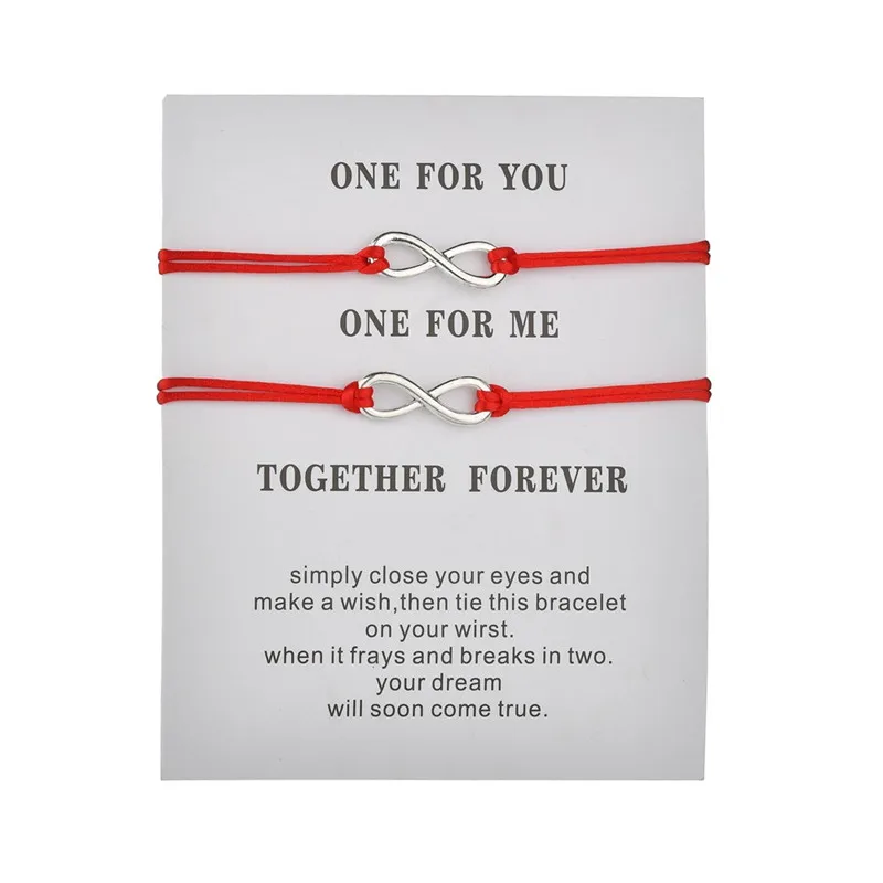 Bracelet Jewelry 2Pcs/set Lovers Couple Bracelets Handmade Rope Chain 8 Infinity Charm Bracelet For Women Men