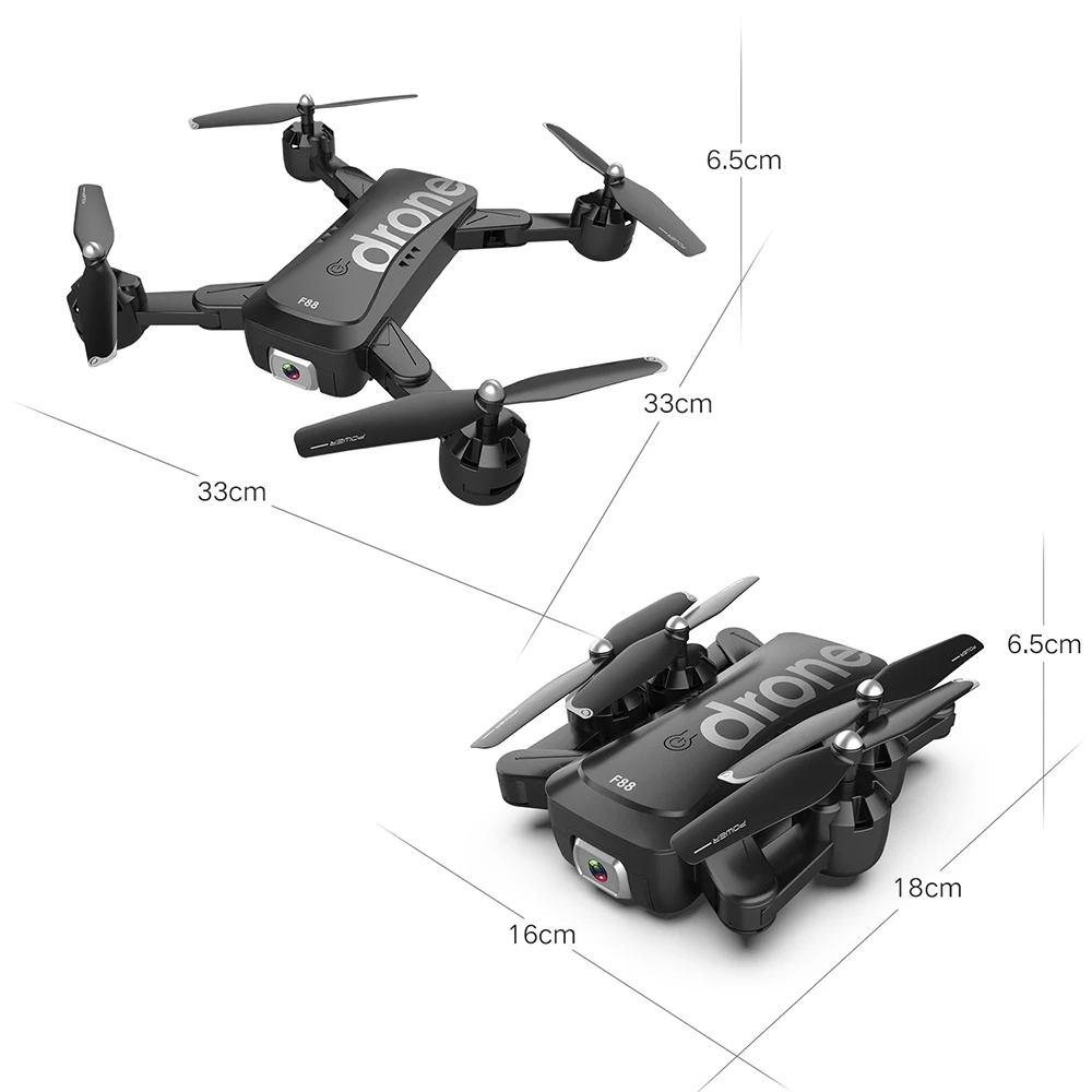 F88 Wi-Fi FPV складной Радиоуправляемый Дрон с 1080P двойной камерой 18 минут 6-осевой светодиодный светильник со стороны F светильник Безголовый режим Радиоуправляемый квадрокоптер
