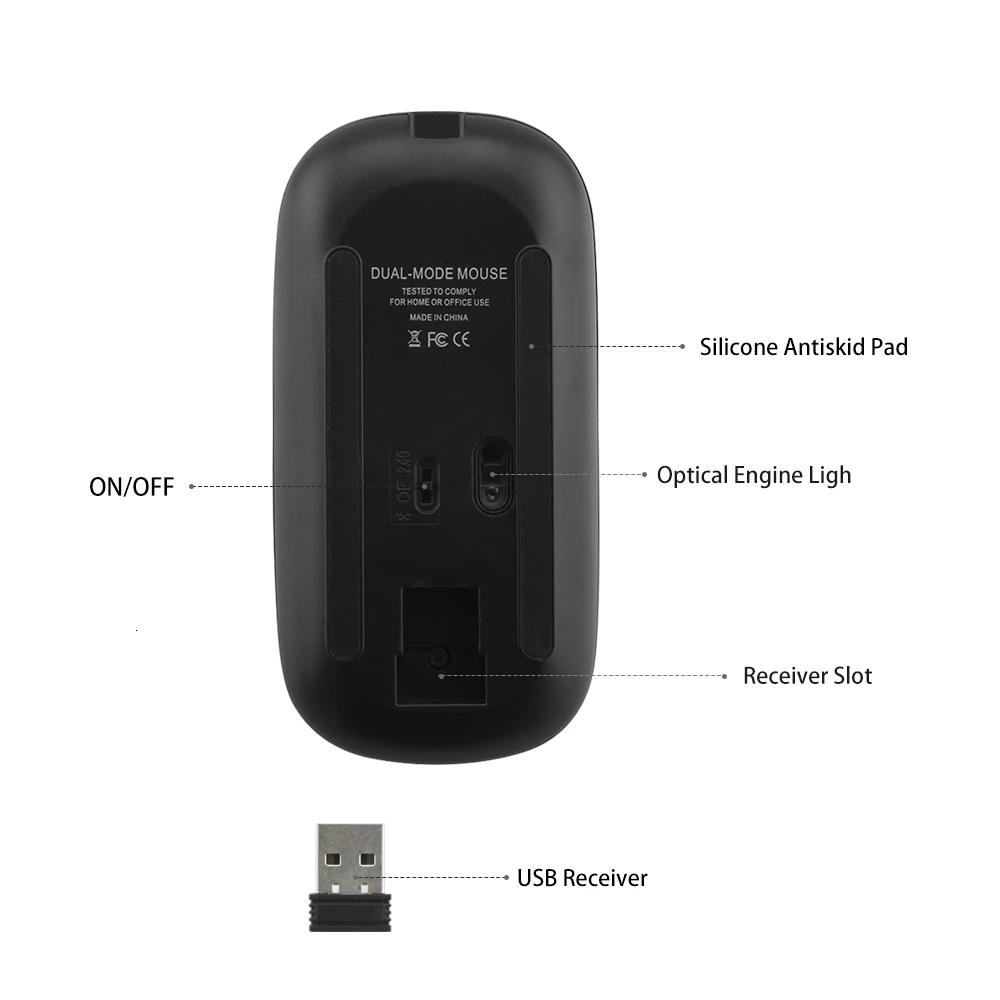 Bluetooth беспроводная Бесшумная мышь перезаряжаемая портативная Компьютерная Оптическая USB мышь для ПК ноутбука Macbook ультра тонкая