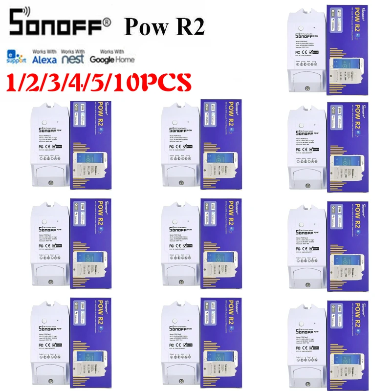 

1/2/3/4/5/10pcs Sonoff Pow R2 Basic Smart Home Wifi Switch Controller App Remote Control Domotica Device Google Home Alexa