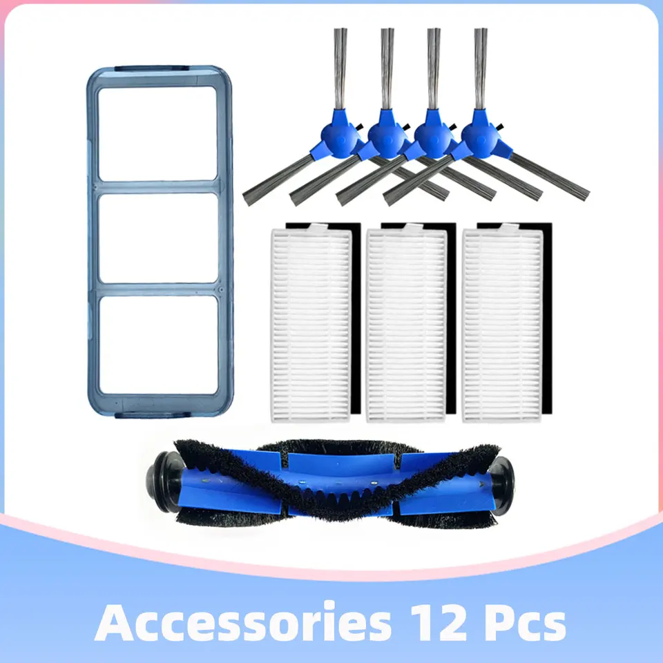 QAQGEAR Kit di Ricambio aspirapolvere Robot per Eufy RoboVac 11S, 15C, 30C, 12, 15T, 30, 35C, Accessori Filtri, Spazzola Laterale, Spazzola a Rullo Principale, paraurti (Confezione da 17