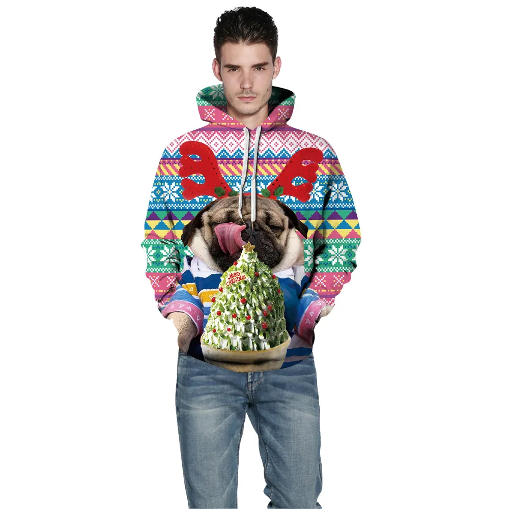 Унисекс, 3D Забавный Рождественский свитер с принтом уродливого цвета для мужчин и женщин, осенне-зимняя одежда с длинным рукавом, топы, пуловер, толстовка