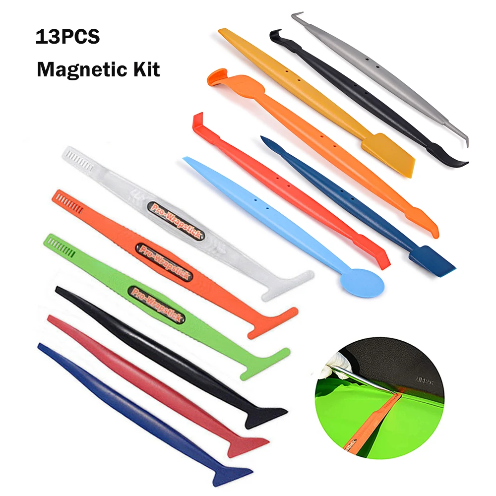 

FOSHIO 13PCS Vinyl Car Wrap Tool Set Carbon Film Stickers Gap Tuck Magnet Squeegee Scraper Window Tint Car Wrapping Styling Kit
