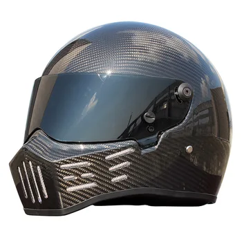 

Men Carbon Fiber Motocross Full Face Helmet Retro Motorcycle Helmet Racing Moto Car Stig Karting Helmets for SIMPSON XS-XXL
