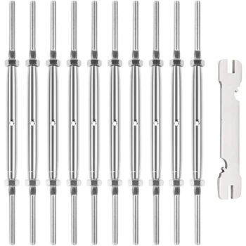 

10 Pcs 1/8 Inch Stud & Stud Turnbuckle for Cable Railing, Stainless Steel 316 Marine Grade, Closed Body Turnbuckle