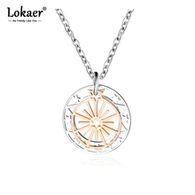 Lokaer, модный дизайн, компас, монета, звезда, колесо обозрения, нержавеющая сталь, подвеска, ожерелье, Богемия, чокеры, ожерелье для женщин, OGX1558