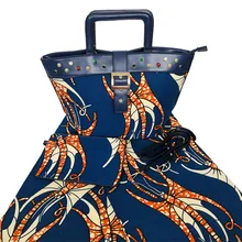 Популярная Роскошная Повседневная сумка через плечо и 6 ярдов комплект тканей женский брендовый дизайн вечерние сумки и восковые принты ткани