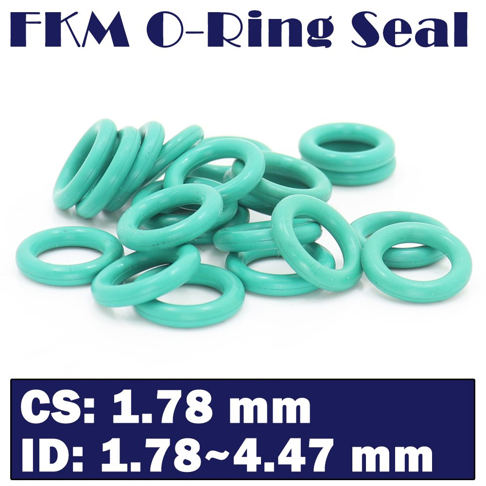 CS1.78mm FKM Rubber O RING ID 1.78/2.57/2.9/3.68/3.94/4.47*1.78 mm 100PCS O-Ring Fluorine Gasket Oil seal Green ORing