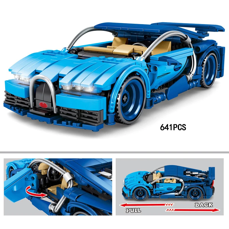 Техника скоростной Чемпион гоночный строительный блок Bugattis chiron Тяговый