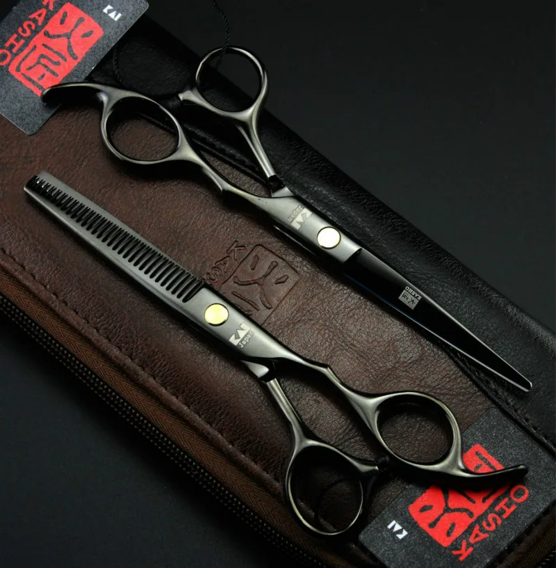 2 pcs 6 inch Профессиональные 5,5/6 дюймовые ножницы для волос, набор ножниц, парикмахерские ножницы для филировки, набор для стрижки волос, истончение с сумкой - Цвет: 2 pcs 6 inch